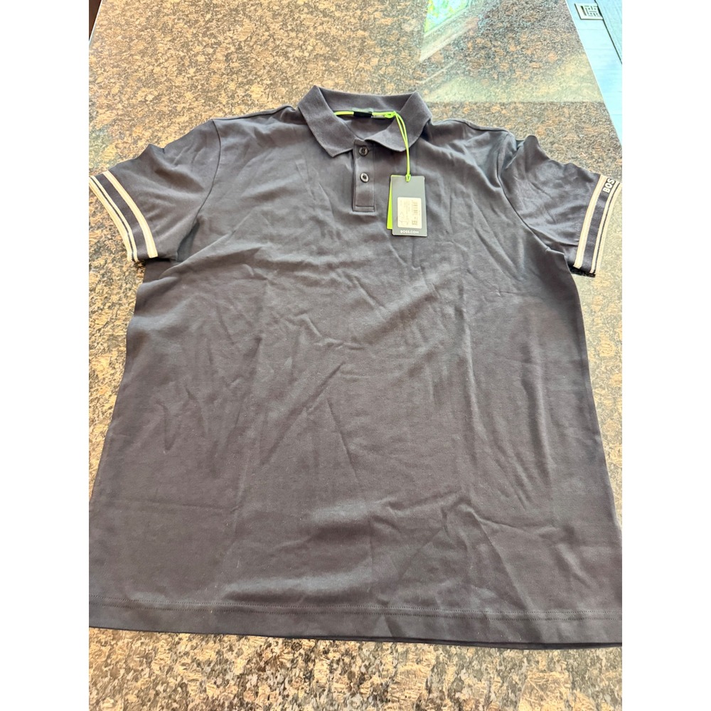 Hugo Boss Polo Zone Dark Blue Jersey Cotton Shirt XXL New 50544448